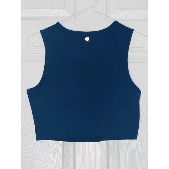 Yogalicious Women's Blue Navy Cropped Tank Top Size M Poly Spandex Stretch S/M - Picture 1 of 4